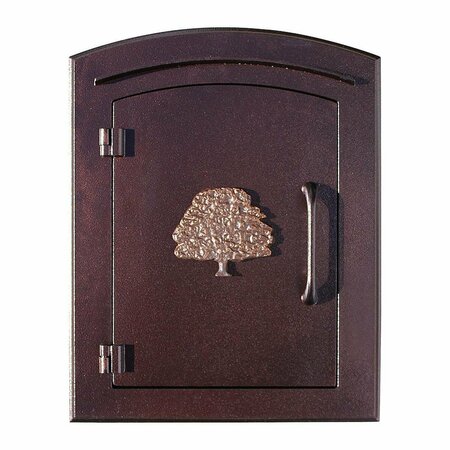 BOOK PUBLISHING CO 14 in. Manchester Non-Locking Column Mount Mailbox with Decorative Oak Tree Logo in Antique Copper GR2642785